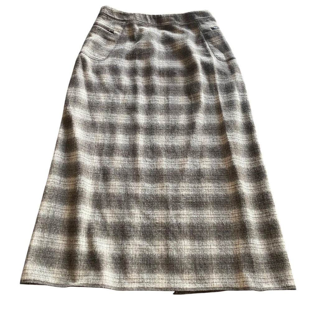 The Limited Wool Blend Plaid Maxi Skirt Brown Size 14 Waist 33 90s Academia